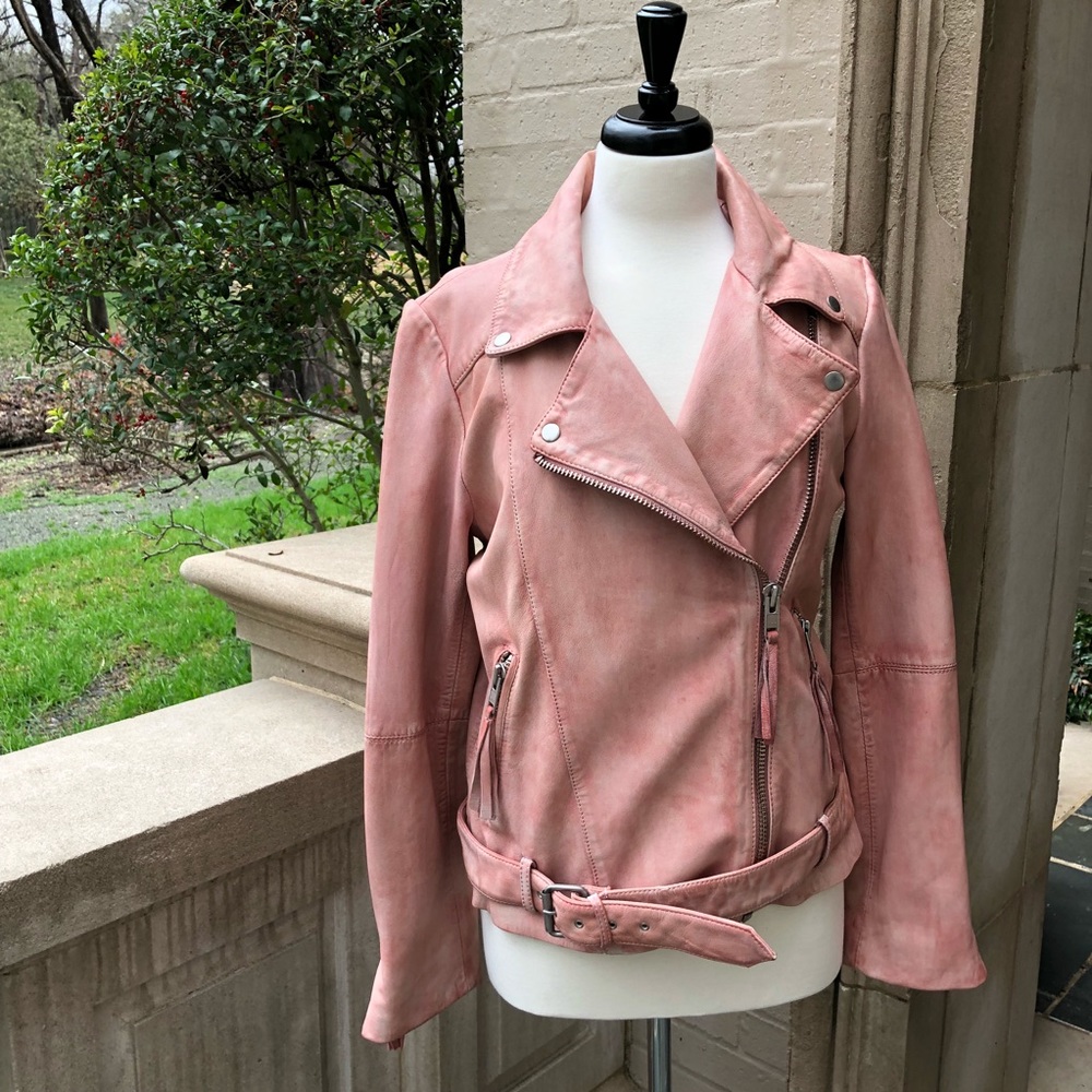 ⭐️🆕 [Free People] Pink Moto💯%Genuine LambLeather - Picture 2 of 5